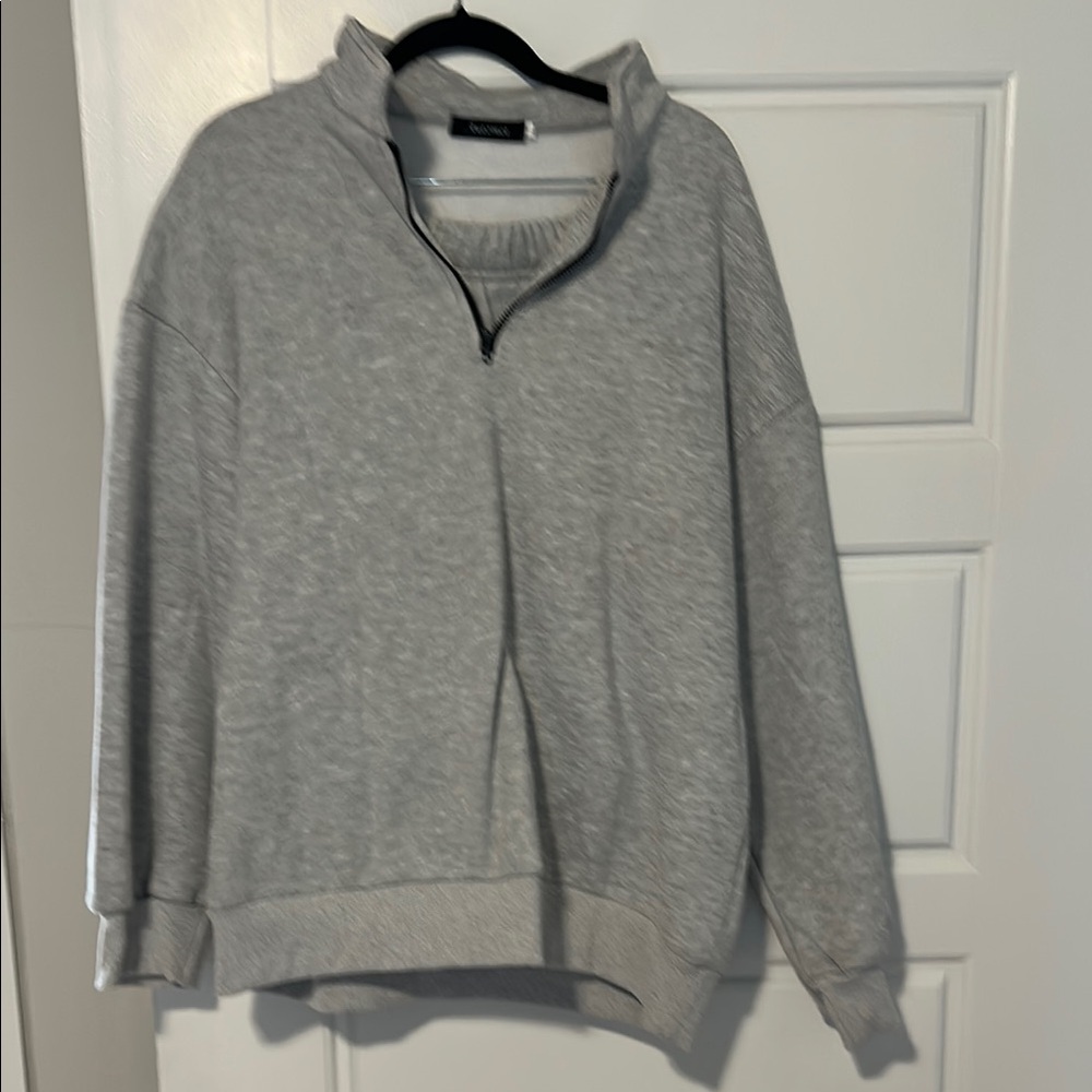 NWOT—Gray Quarter-Zip Sweatshirt and Short Set